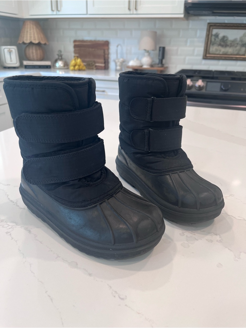 The Children's Place Black Duck-Style Snow Boots with Dual Straps